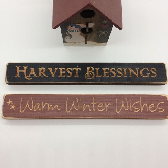 Rustic Hand Painted Winter/Christmas/Holiday Decorative Birdhouse and Plaques - Picture 3 of 10
